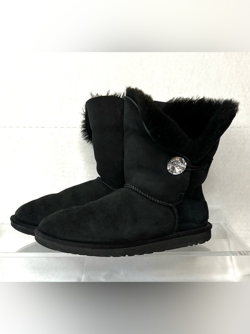 UGG Bailey Bling Black Sheepskin Boots, Women’s 9